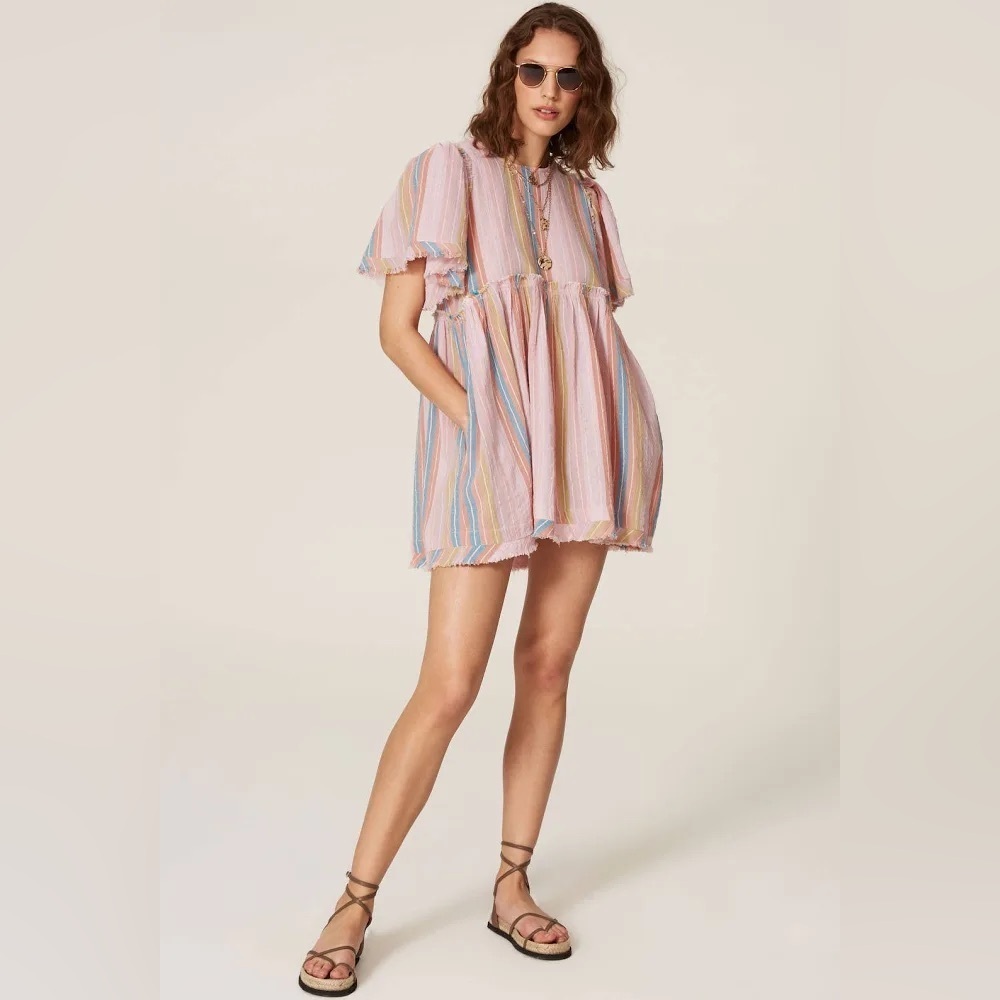 Show Me Your Mumu Brooks Babydoll Mini Dress in Paradise Stripes Size XS